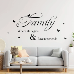 Napis na ścianę, Naklejka Family where life...
