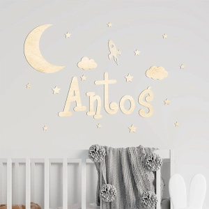 Literki drewniane na ścianę dla dziecka + 3 dekory gratis