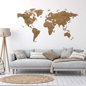 Drewniana mapa świata, Granice + Nazwy Państw , granice BASIC 6mm