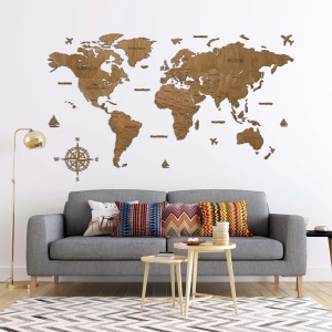 Mapa świata na ścianę, nazwy państw, nazwy oceanów PREMIUM 6mm