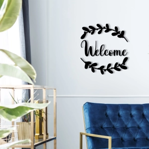 Napis 3D na ścianę do przedpokoju - Welcome liście