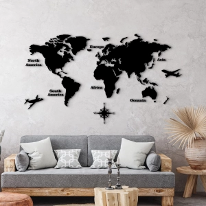 Mapa świata 3D kontynenty nazwy, Drewniana mapa świata